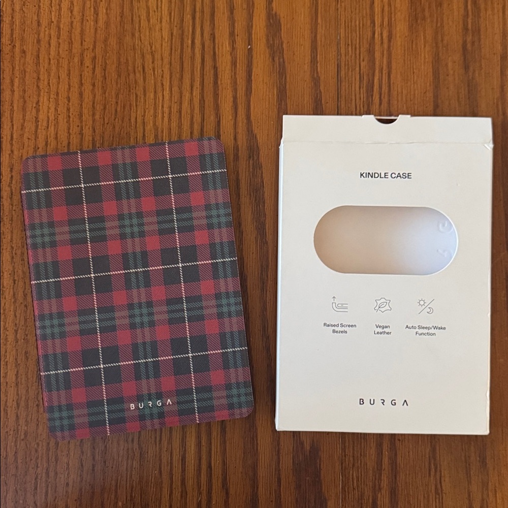 BURGA Red and Black Plaid Kindle Case